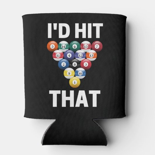 私はそのプールボールおもしろいゲーム選手の愛好家を打った 缶クーラー (裏面)