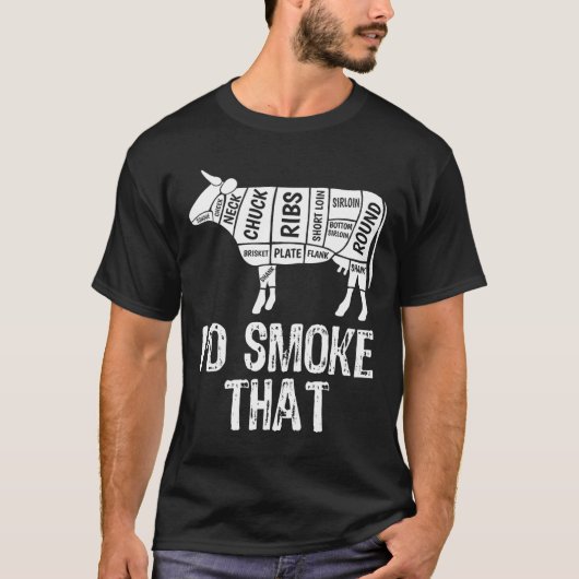 私はその牛Bbq喫煙焼きバーベキューMを吸う Tシャツ (正面)