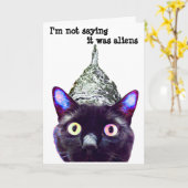 "私はそれがエイリアン….であることを言っていません"猫の挨拶状 カード (黄色い花)