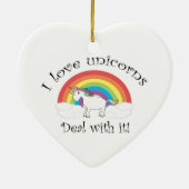 私はそれのユニコーンの取り引きを愛します! セラミックオーナメント (裏面)