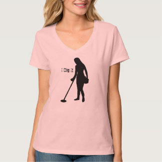 -私はそれを掘ります-女性V首を検出する金属 Tシャツ