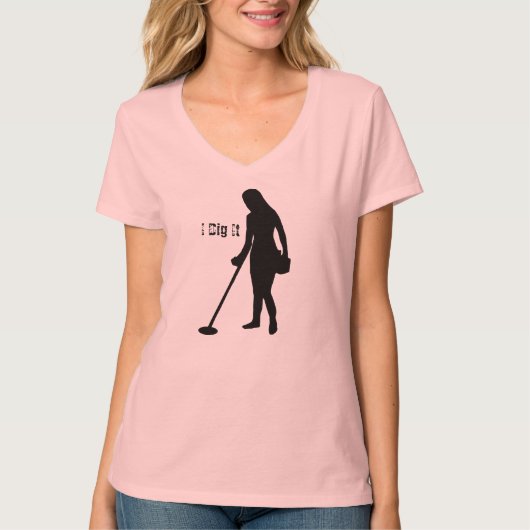 -私はそれを掘ります-女性V首を検出する金属 Tシャツ (正面)
