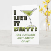 私はそれを汚れた好みます! 汚れたマルティーニのカクテルのユーモア カード (黄色い花)