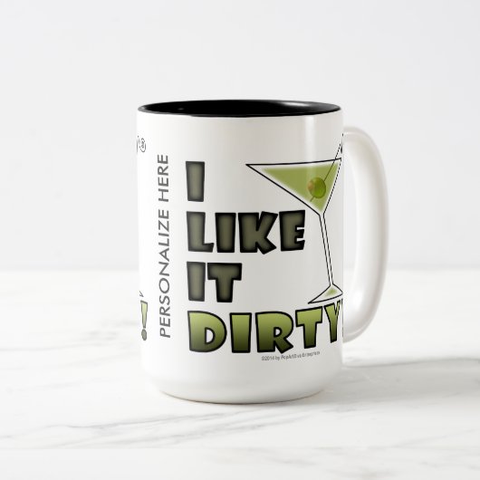 私はそれを汚れた好みます! 汚れたマルティーニのカクテルのユーモア ツートーンマグカップ (正面右)