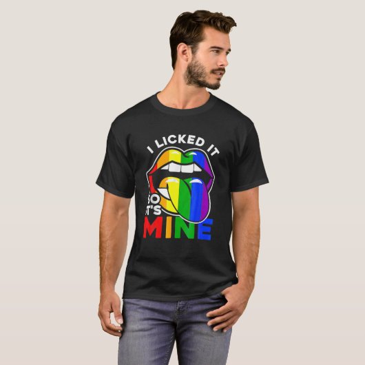 私はそれを舐め、私のLGBTQリップレインボーLGBT Mである Tシャツ (正面フル)