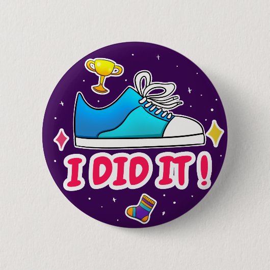 私はそれを行った – 2 1/4"ラウンドバッジ – 紫 缶バッジ (正面)