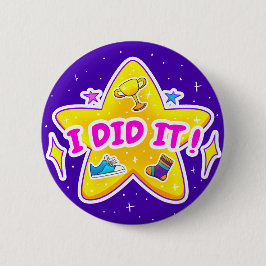 私はそれを行った – 2 1/4"ラウンドバッジ – 青ボタン 缶バッジ