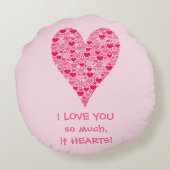 私はそれハートの小さいハートの大きいハート非常に愛します ラウンドクッション (裏面)