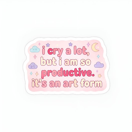 私はたくさん泣くけど、私はとても生産的だ。かわいいパステル 楕円形シール