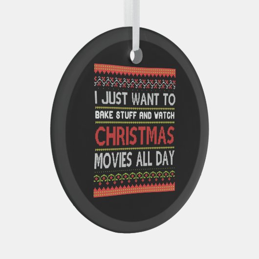 私はただクリスマスに物と時計を焼きたい ガラスオーナメント (正面右)