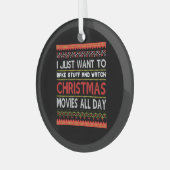 私はただクリスマスに物と時計を焼きたい ガラスオーナメント (正面左)