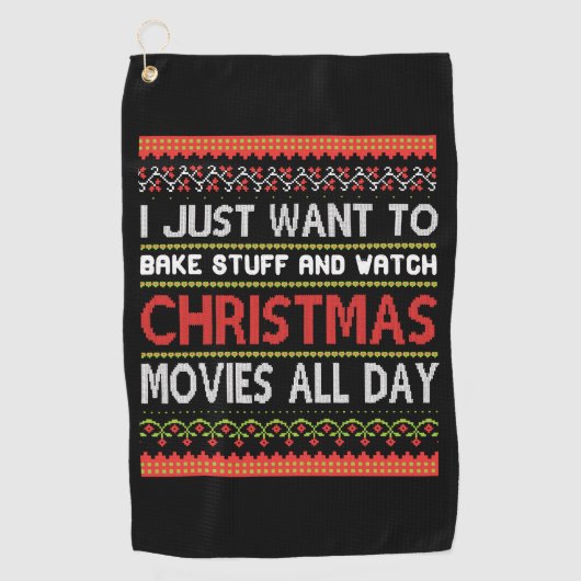 私はただクリスマスに物と時計を焼きたい ゴルフタオル (正面)
