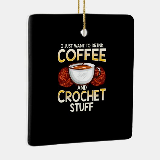 私はただコーヒーとカチェットの物を飲みたい セラミックオーナメント (右)
