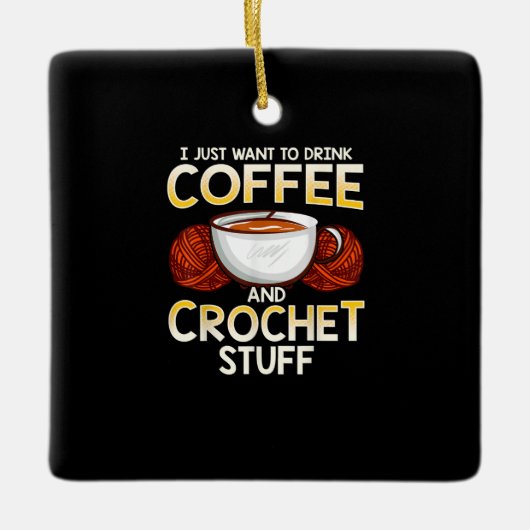 私はただコーヒーとカチェットの物を飲みたい セラミックオーナメント (正面)