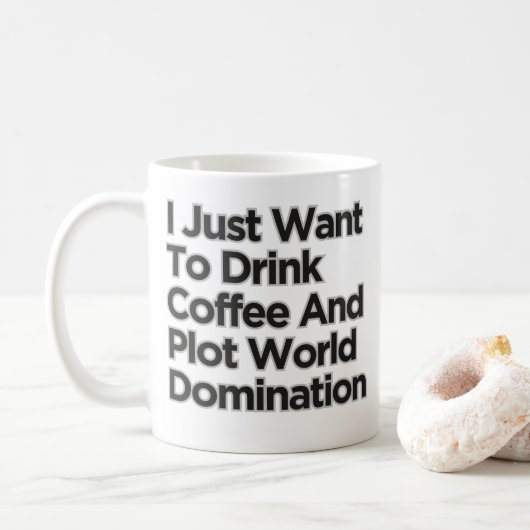 私はただコーヒーの世界征服を飲みたい コーヒーマグカップ (ドーナツ)