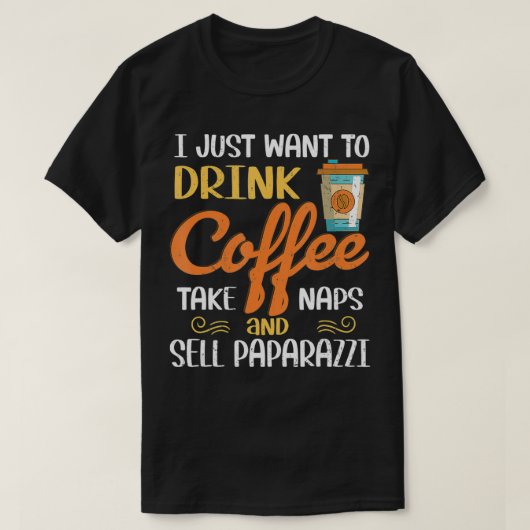 私はただコーヒーを飲みたい昼寝パパラズを販売 Tシャツ (デザイン正面)