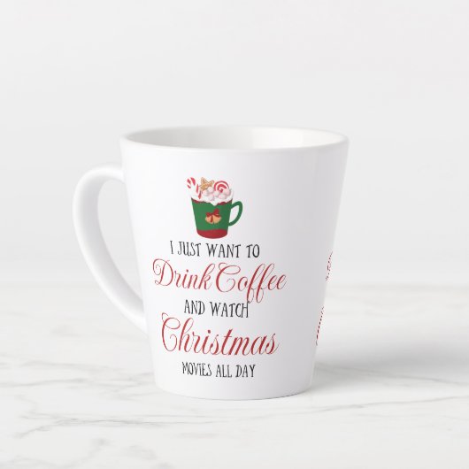 私はただコーヒーを飲んでクリスマスを見たい カフェラテマグ (左アングル)
