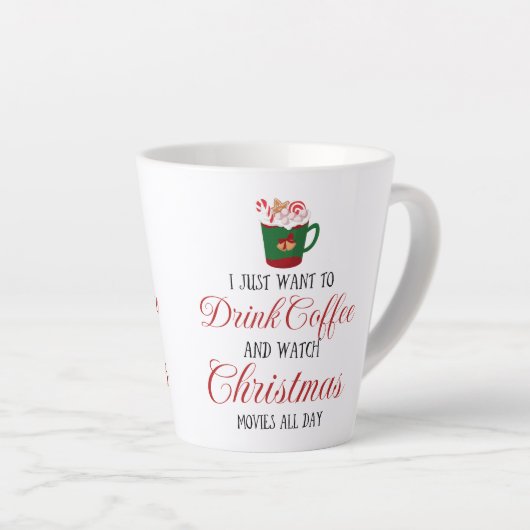 私はただコーヒーを飲んでクリスマスを見たい カフェラテマグ (右アングル)