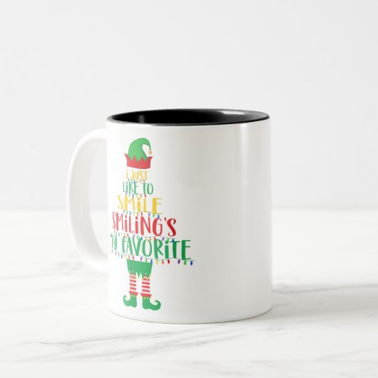 私はただスマイル笑顔の私のクリスマスが好お気に入りのき ツートーンマグカップ (正面左)