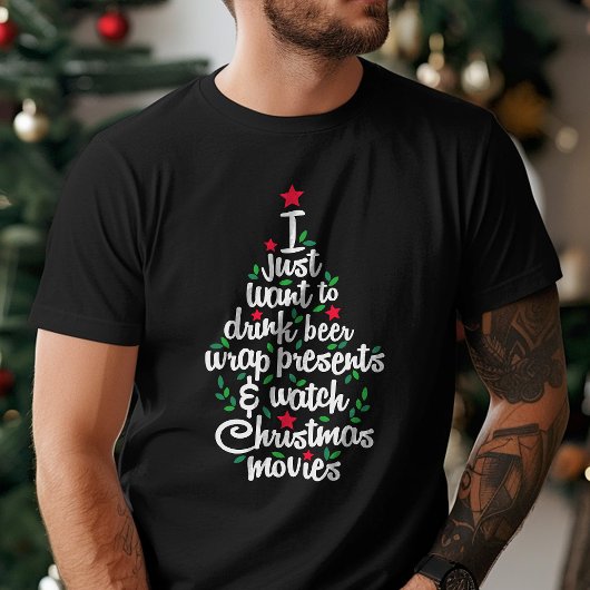 私はただビールを飲みたいクリスマスムービー Tシャツ