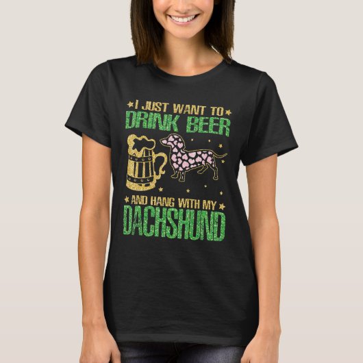 私はただビールを飲み、ダチつるュと一緒に飲みたい Tシャツ (正面)