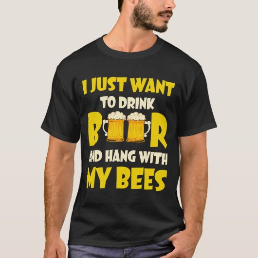 私はただビールを飲み、ビーつるツをApで飲みたい Tシャツ (正面)