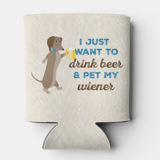 私はただビールを飲み、私のウィナーをペットしたい 缶クーラー (裏面)