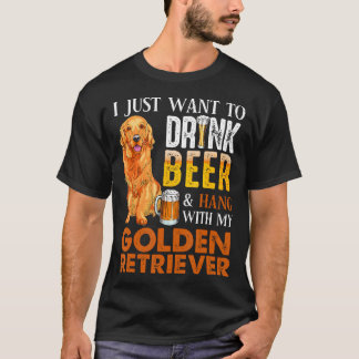 私はただビールを飲み、黄金つるで飲みたい Tシャツ