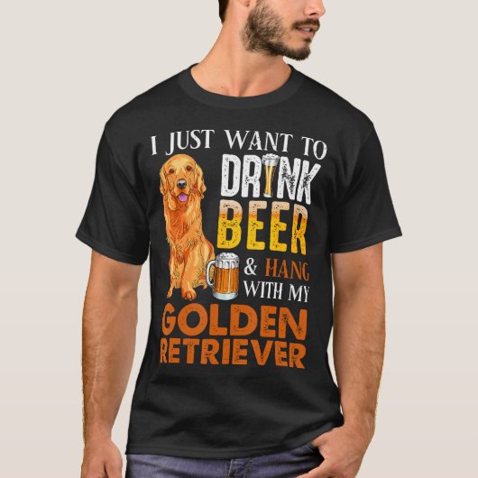 私はただビールを飲み、黄金つるで飲みたい Tシャツ (正面)