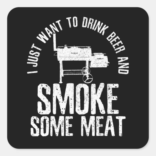 私はただビールを飲んで肉バーベキューを吸いたい スクエアシール (正面)