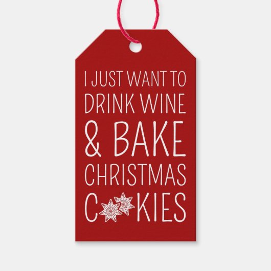 私はただワインを飲み、クリスマスクッキーを焼きたい ギフトタグ (正面)