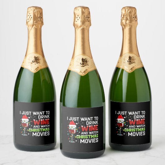 私はただワインを飲んでクリスマスモビを見たい スパークリングワインラベル (ボトル)