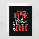 私はただワインを飲んで犬を飼いたい ポストカード (正面/裏面)
