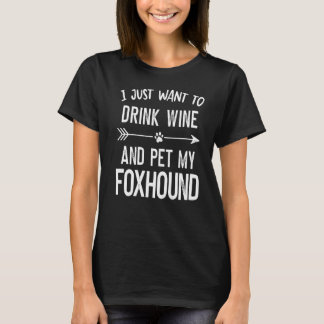私はただワインを飲んで犬を飼いたい Tシャツ