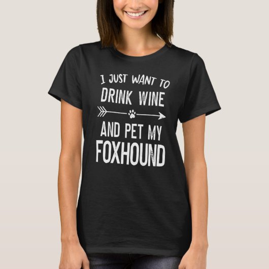 私はただワインを飲んで犬を飼いたい Tシャツ (正面)