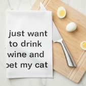 私はただワインを飲んで猫を飼いたい キッチンタオル (四つ折り)