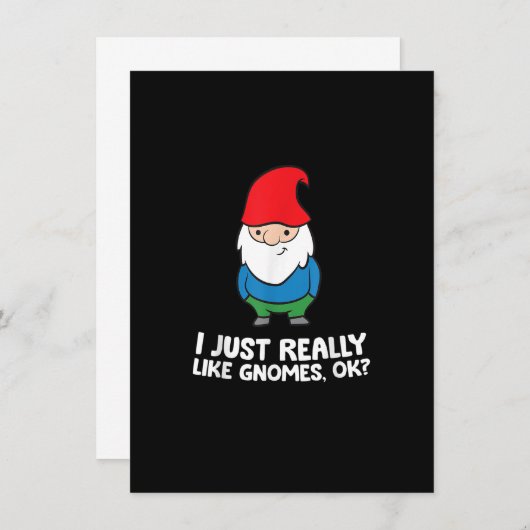 私はただ本当にノームが好きなの、オーケー庭のノームよ 招待状 (正面/裏面)