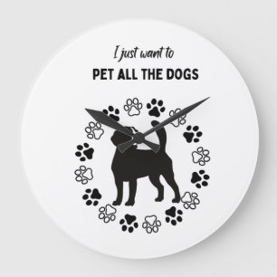 私はただ犬のタンクを全部なでたいだけです ラージ壁時計