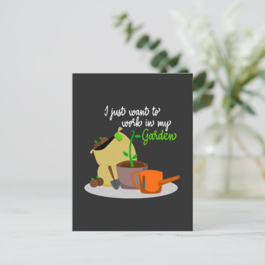 私はただ私の庭で働きたい引用文ことわざ ポストカード (スタンド正面)