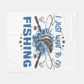 私はただ魚釣り フリースブランケット (正面(横))