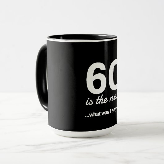 私はだった何60新しいの…言っていますか。 マグカップ (正面左)