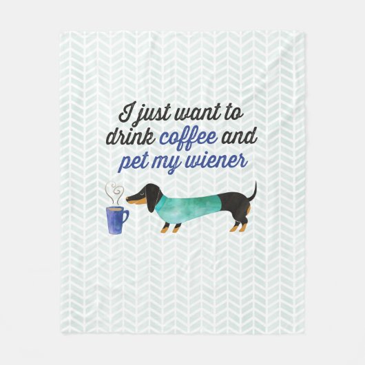 私はちょうどコーヒーを飲み及びかわいがり私のウインナーをたいと思います(青い) フリースブランケット (正面)