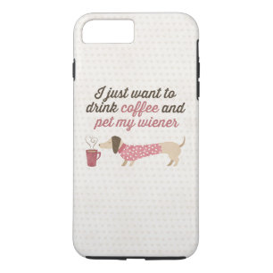私はちょうどコーヒーを飲み及び私のウインナー(ピンク)をかわいがりた iPhone 8 PLUS/7 PLUSケース