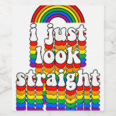 私はちょうどストレートゲイレインボーおもしろいかわいいゲイPr ワインラベル (シングルラベル)