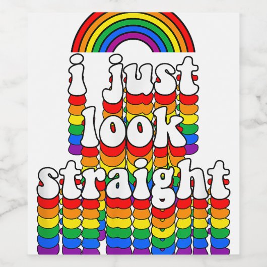 私はちょうどストレートゲイレインボーおもしろいかわいいゲイPr ワインラベル (シングルラベル)