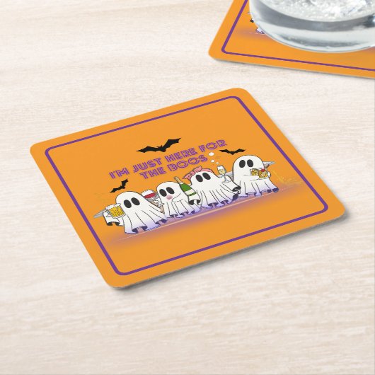 私はちょうどボースの面白いハロウィーンのためにここにいる スクエアペーパーコースター (アングル)