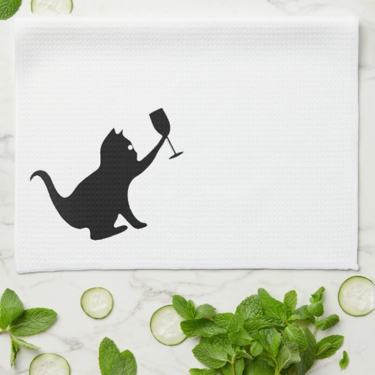 私はちょうどワインを飲み、私の猫をかわいがりたいと思います キッチンタオル (折り畳み)