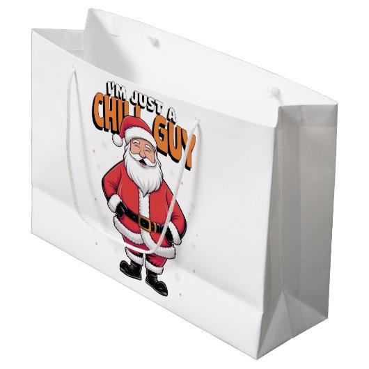 私はちょうど冷たい男のミームクリスマス2025 おもしろい ラージペーパーバッグ (正面アングル)