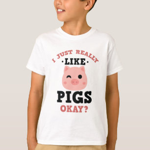 私はちょうど実際にブタのおもしろいな家畜を好みます Tシャツ