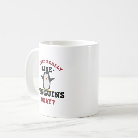 私はちょうど実際にペンギンの引用文のマグを好みます コーヒーマグカップ (正面左)